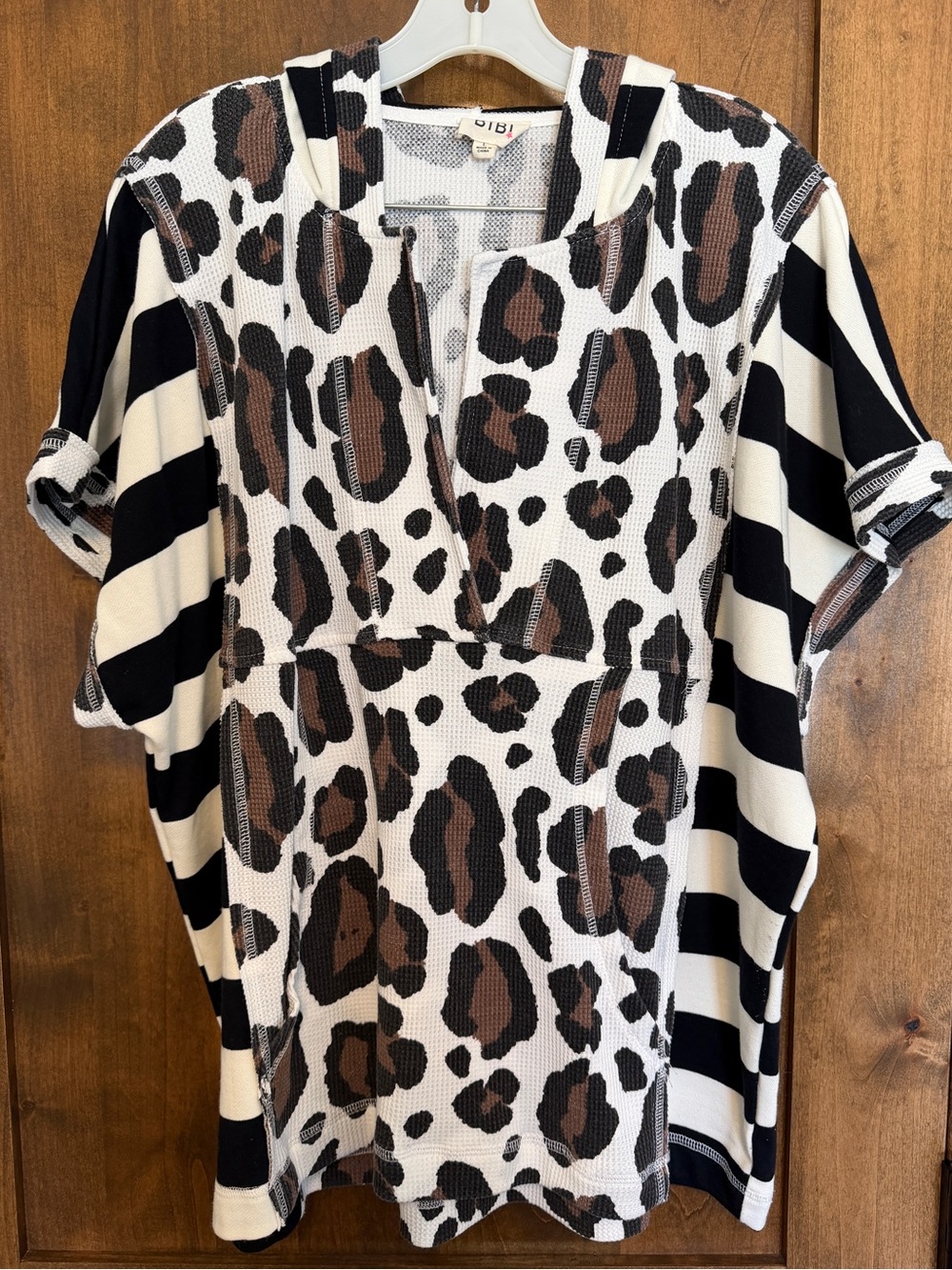 BIBI LEOPARD STRIPE HOODIE - NEW - size L